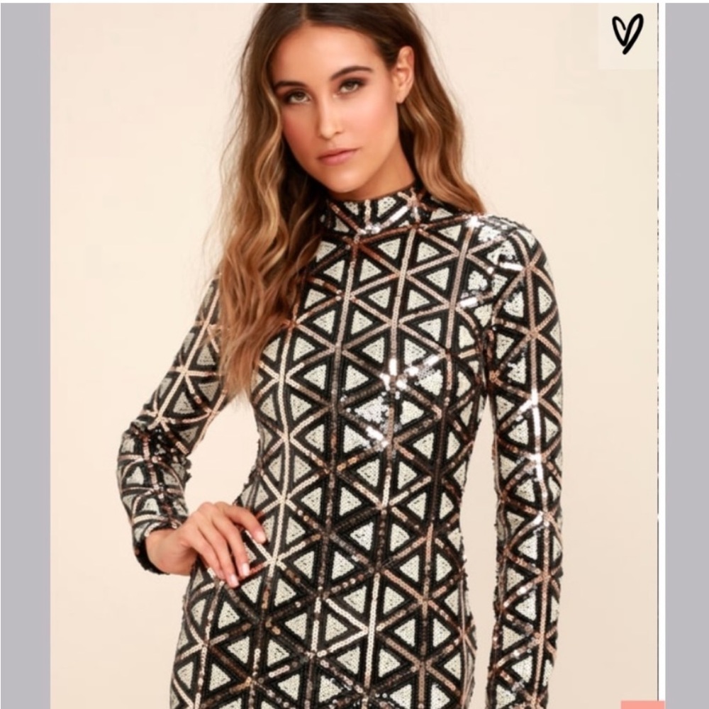 Lulus sequin dress long sleeve mini